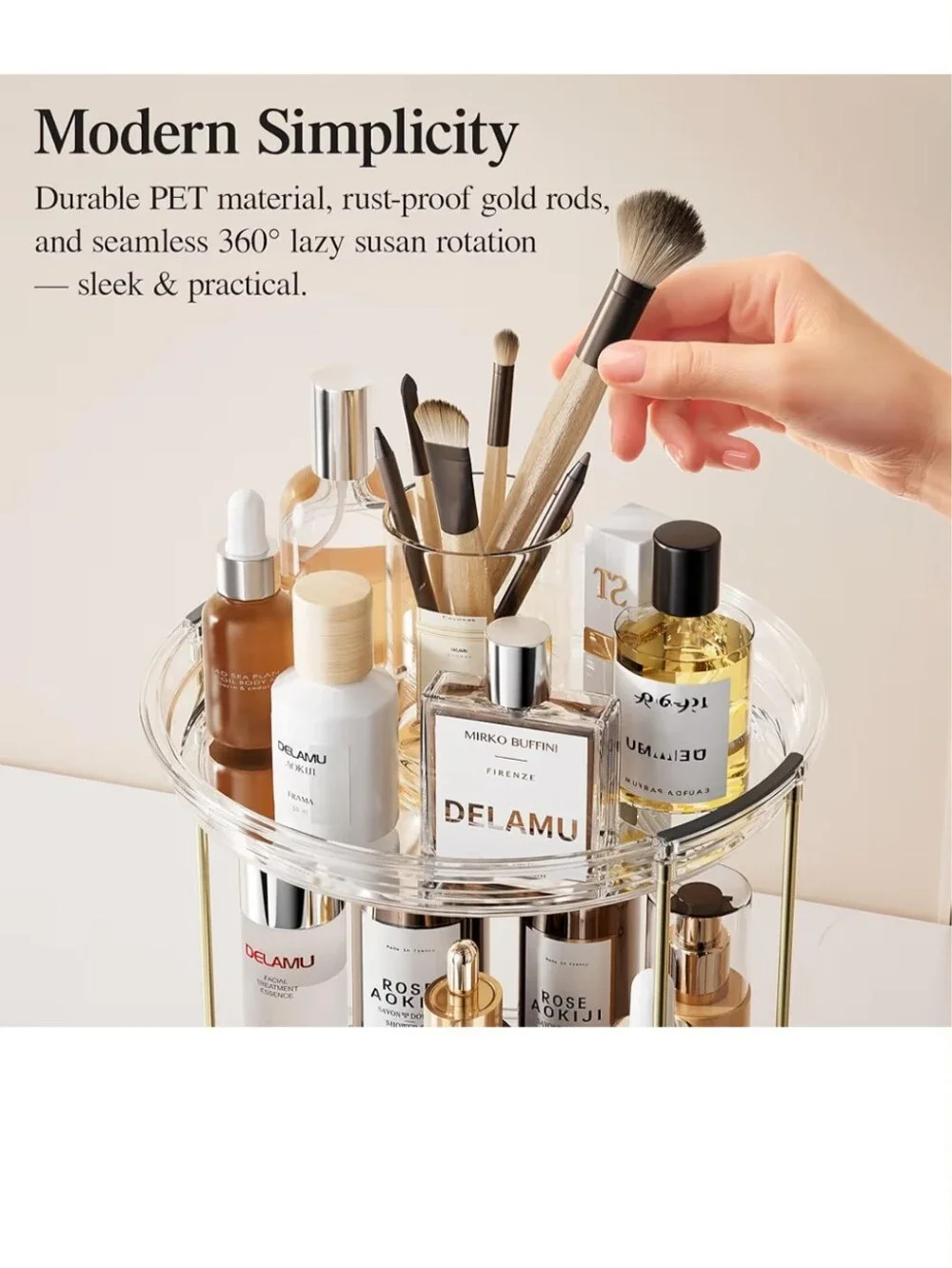 Gold & White Women’s Skincare Set Organizer Display